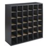 Safco Wood Mail Sorter with Adjustable Dividers, Stackable, 36 Compartments, Black 7766BL